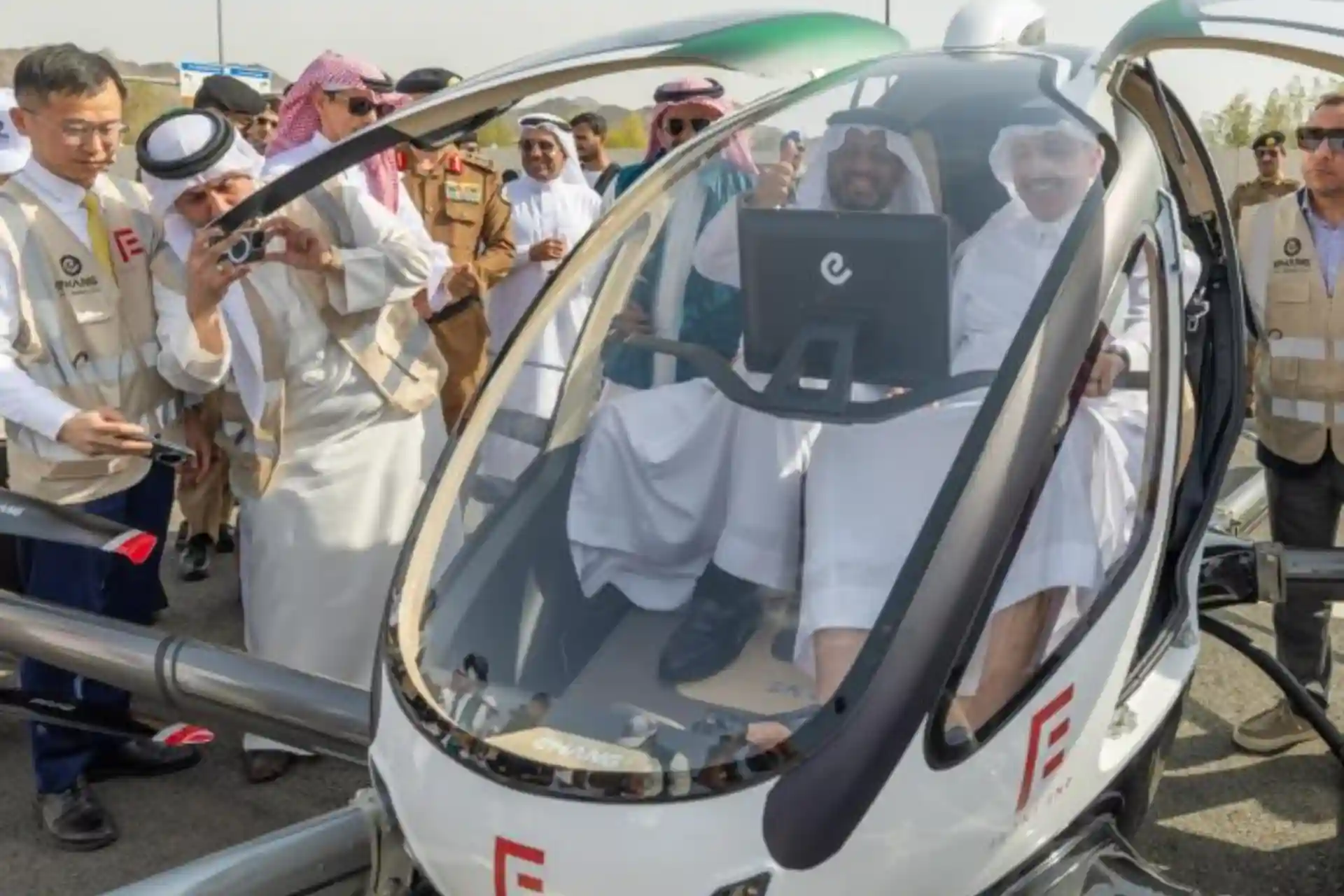 The first unmanned flying taxi was successfully tested in Mecca