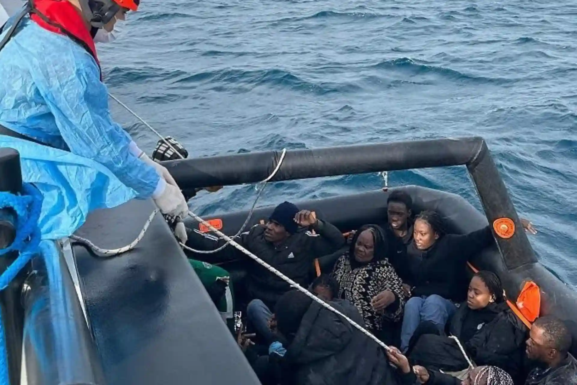 57 migrants forcibly removed by Greece in an inflatable boat were rescued off the coast of Turkey