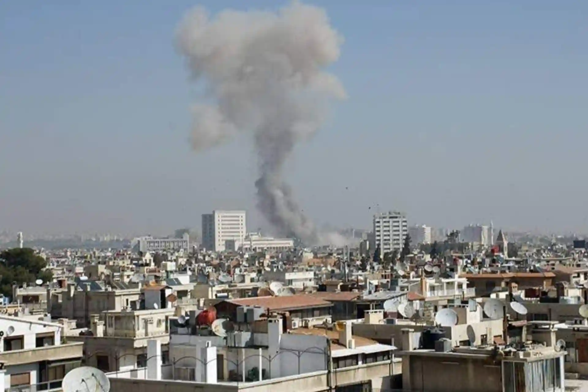 The sounds of shooting and explosions are heard in Damascus, the capital of Syria