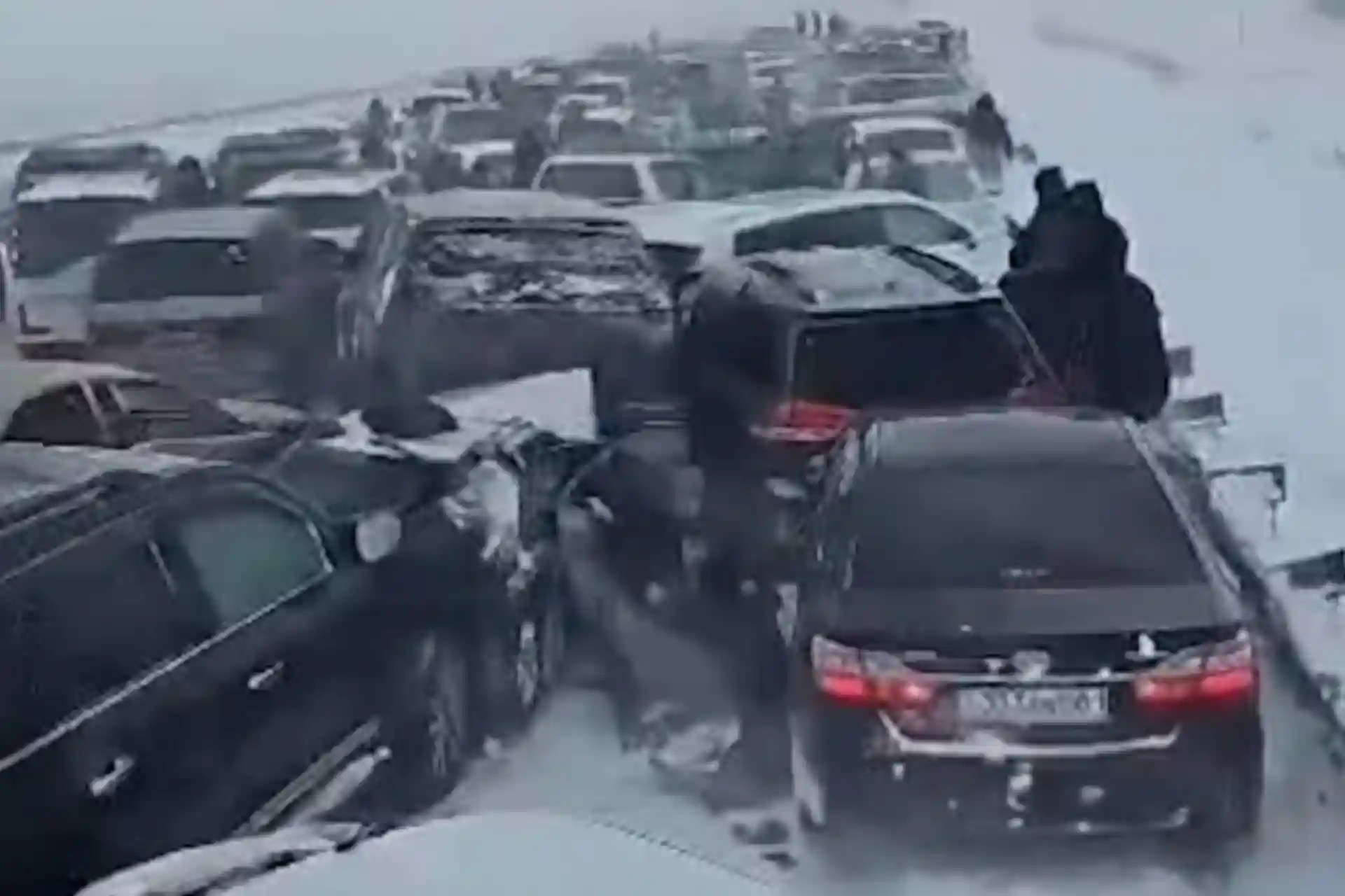 A major traffic accident involving 95 vehicles occurred in Kazakhstan