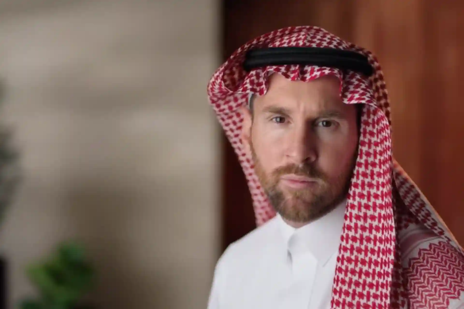 Lionel Messi wears a traditional Arab dress